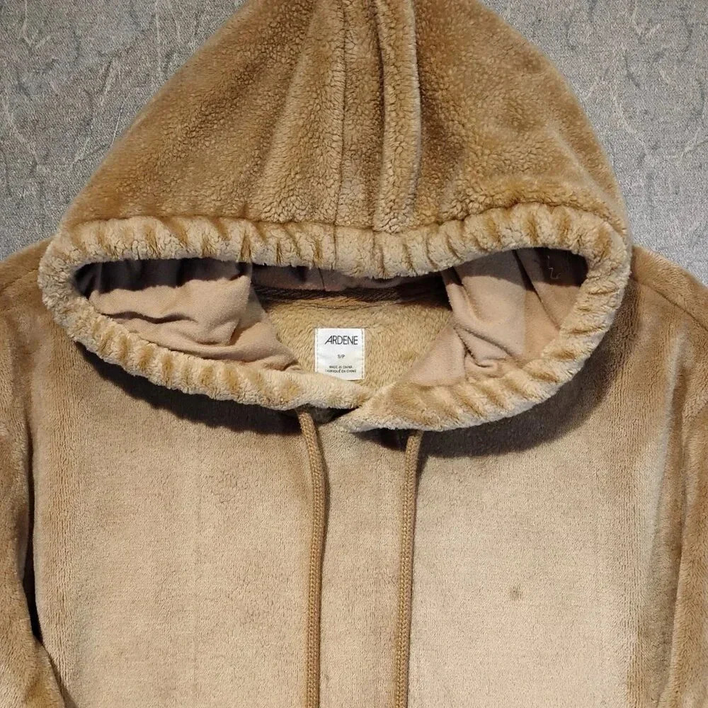 Ardene Tan Warm &  Fuzzy Long Sleeve Teddy Hoodie in Size Small - Picture 2 of 10